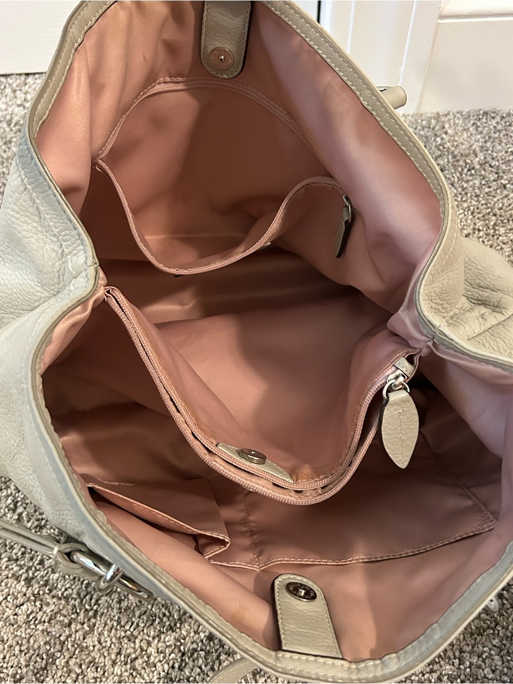 Coach Pebbled Leather Shoulder Bag in Light Taupe - Picture 3 of 5